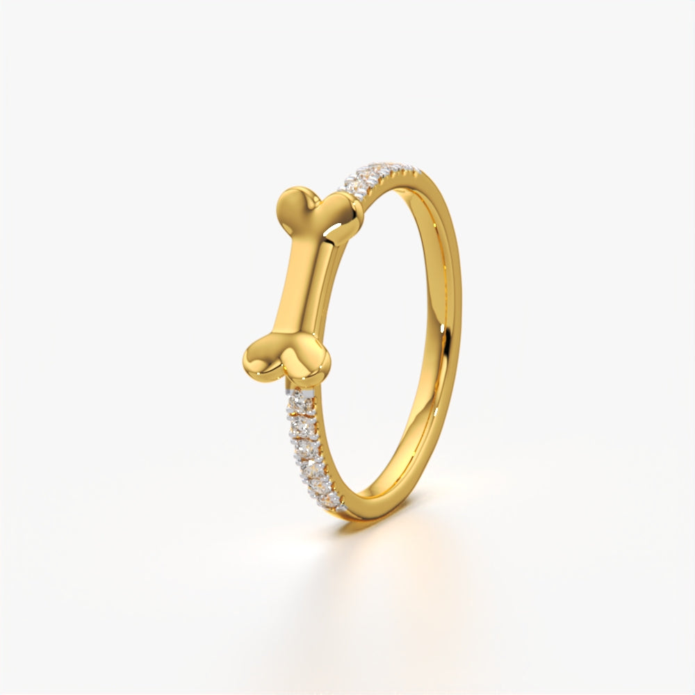 Cute Bone Motif Pave Ring