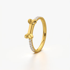 Dog Bone Style Accent Diamond Ring
