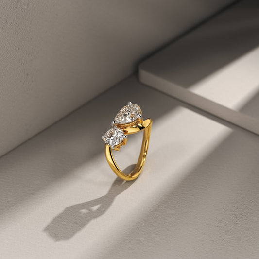 Pear and Round Toi Et Moi Ring