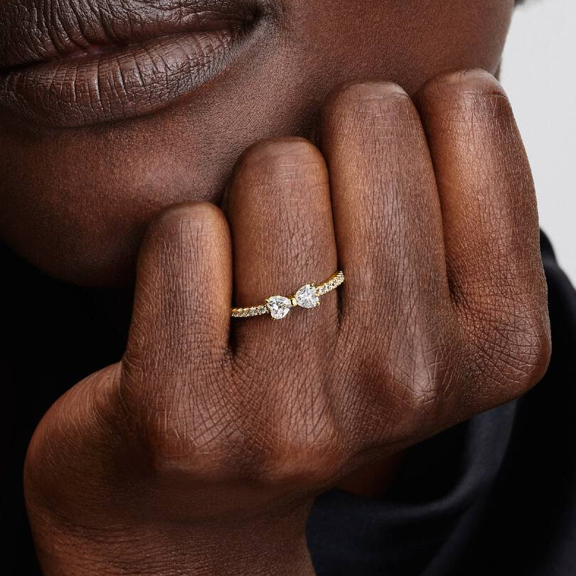 Twin Heart Bow Ring