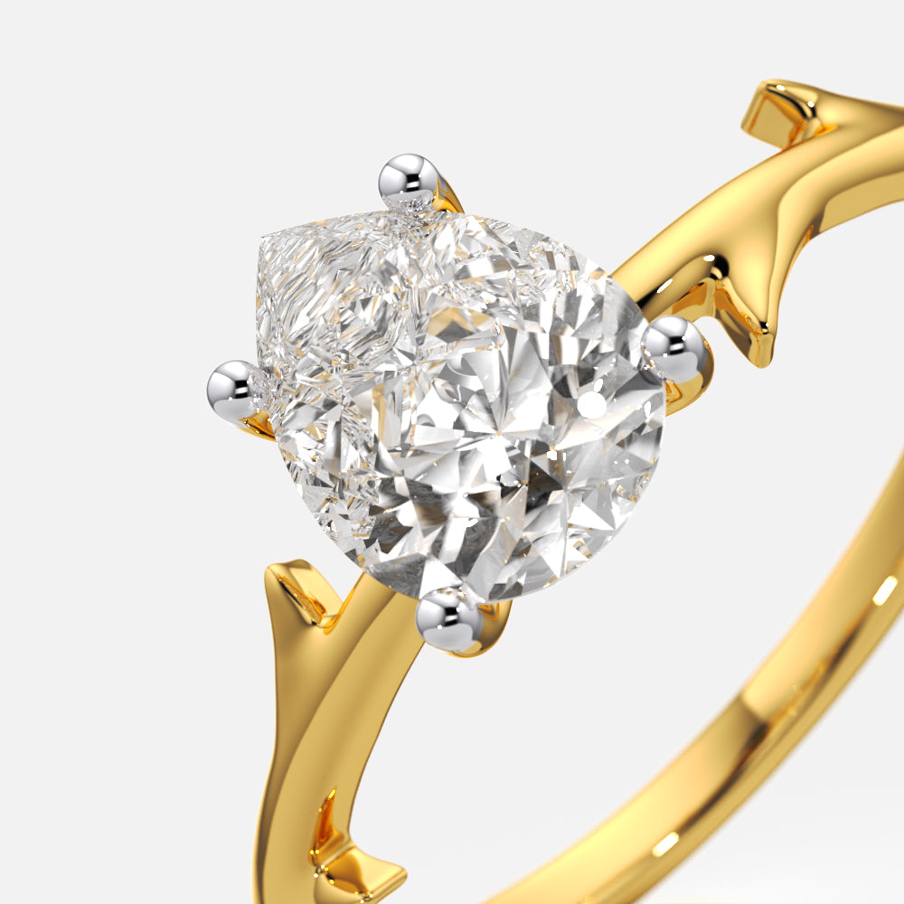 Pear Cut Thorn Band Solitaire Ring