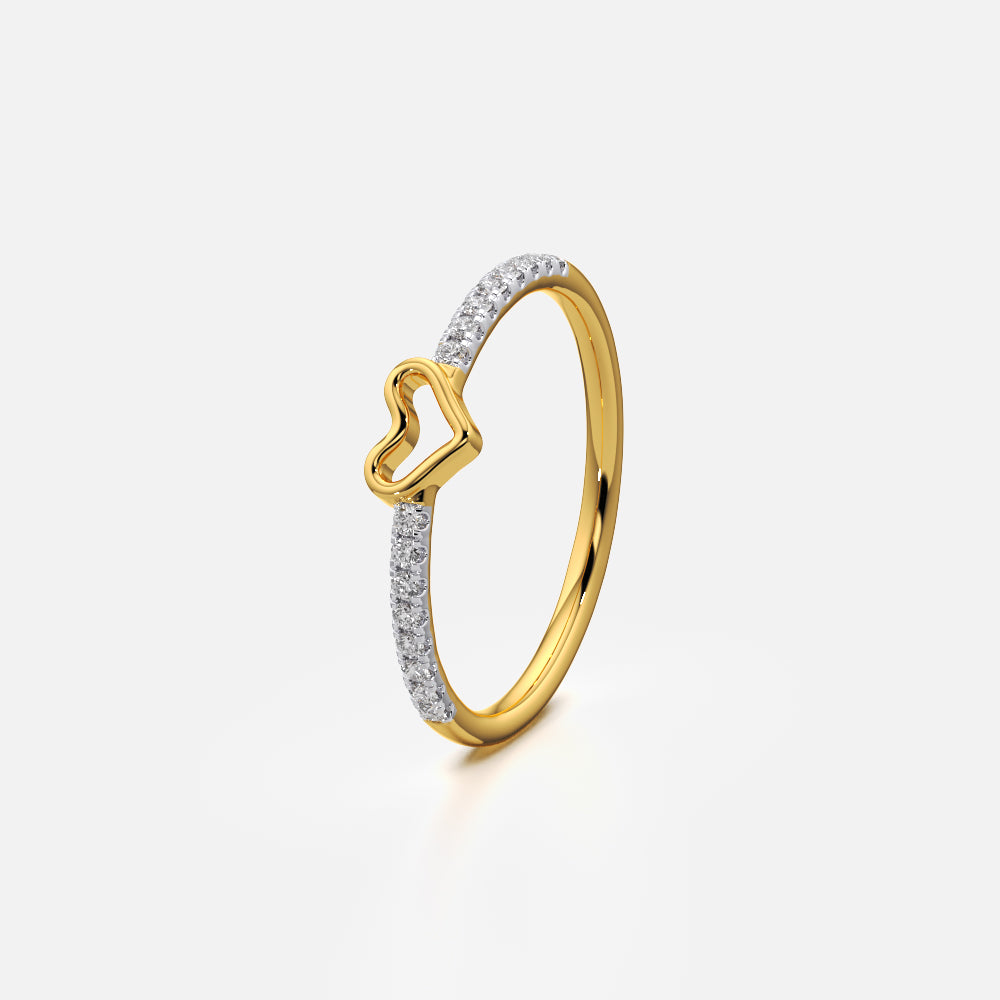 Open Heart Pavé Half Band Ring