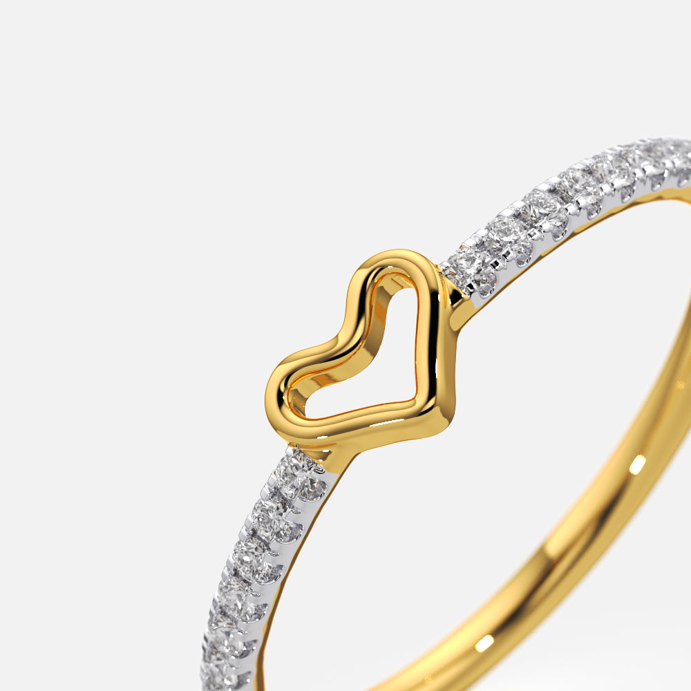 Open Heart Pavé Half Band Ring
