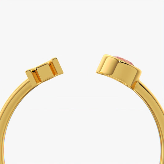 Initial 'A' & Red Stone Open Ring