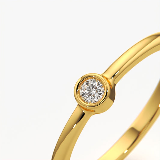 Tiny Diamond Bezel Solitaire Stacking Ring