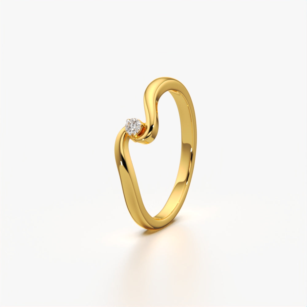 Wave Tension Solitaire Ring