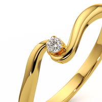 Wave Tension Round Solitaire Ring