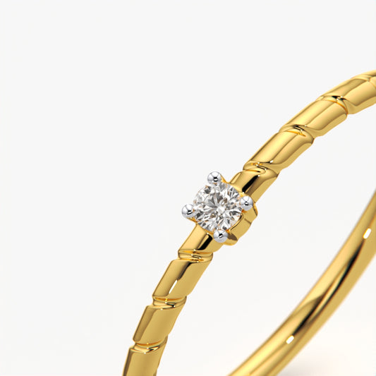 Tiny Diamond Solitaire Textured Stacking Ring