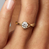 Teardrop Loop Round Solitaire Ring