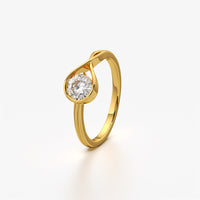 Teardrop Loop Round Solitaire Ring