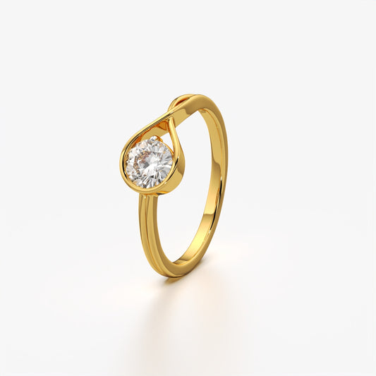 Solitaire Diamond Teardrop Loop Ring