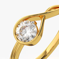 Teardrop Loop Round Solitaire Ring