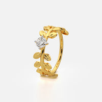 Olive Leaf Vine Solitaire Ring