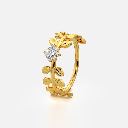 Olive Leaf Vine Solitaire Ring