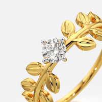 Olive Leaf Vine Solitaire Ring