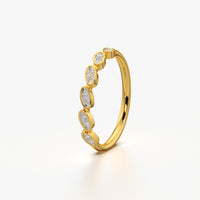 Oval Bezel Cluster Half Eternity Ring