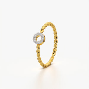 Twisted Band Diamond Round Ring