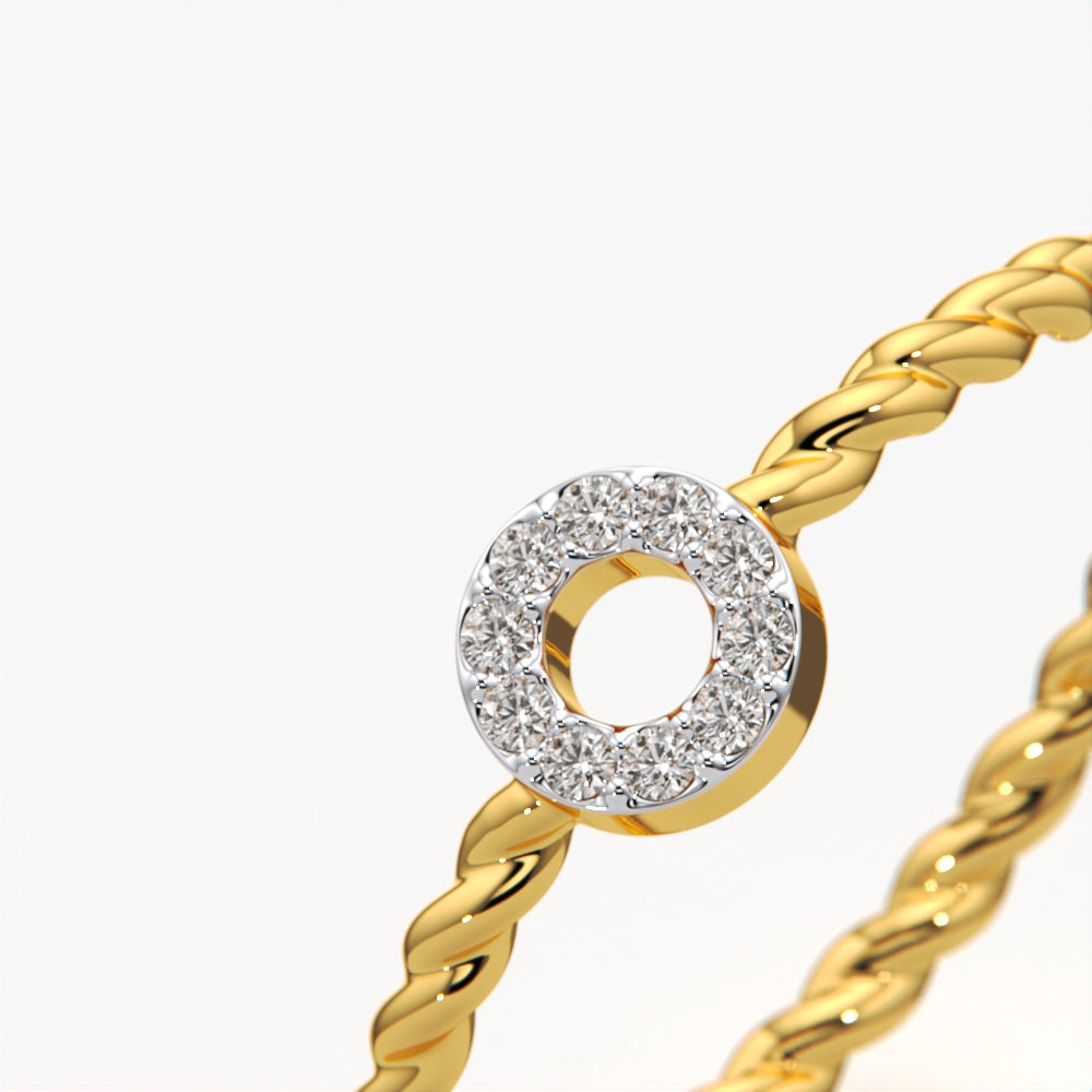 Twisted Band Diamond Round Ring