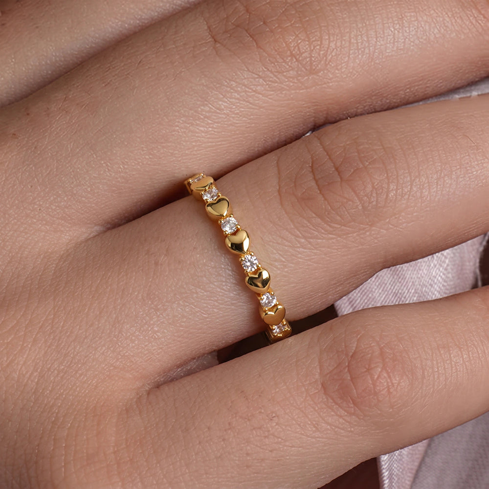 Heart and Sparkle Half Eternity Ring