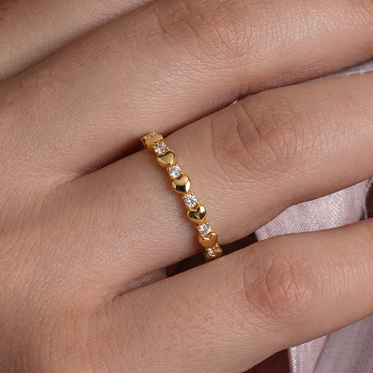 Heart and Sparkle Half Eternity Ring