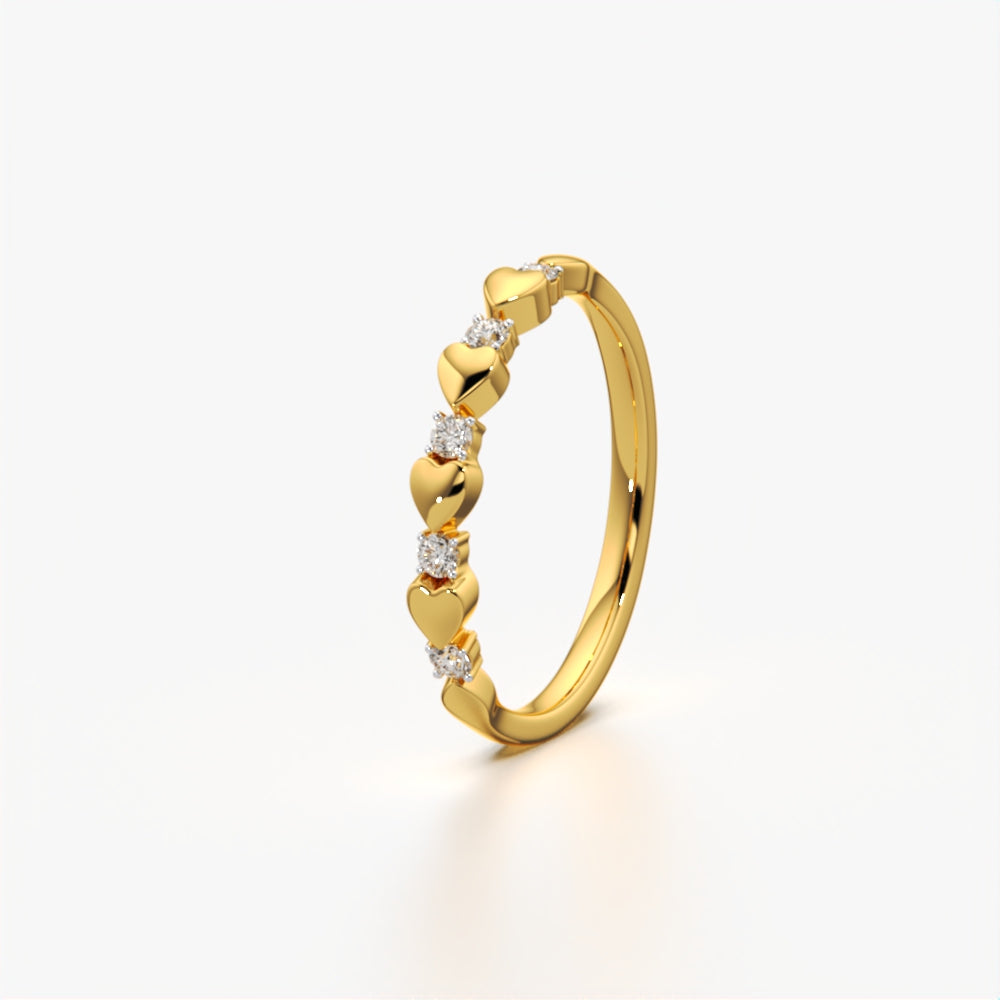 Heart-Embellished Diamond Ring