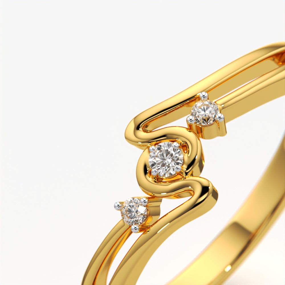 Triple Stone Wave Ring