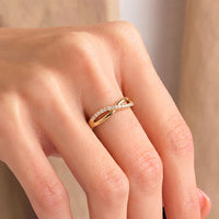 Moissanite Infinity Twist Crossover Band Ring