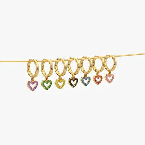 Paved Open Heart Huggie Drop Earrings