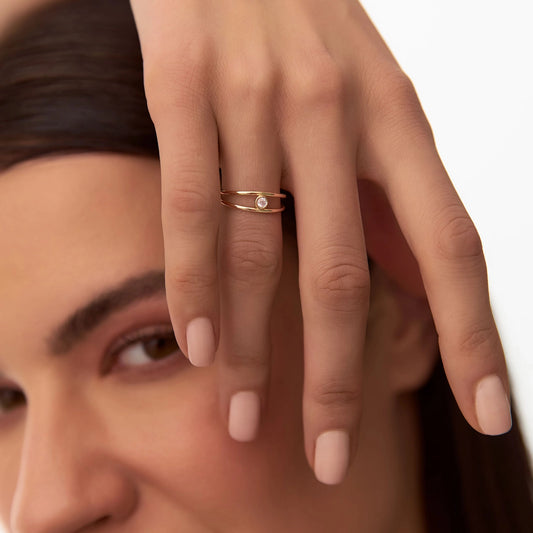 Double Band Bezel Solitaire Ring