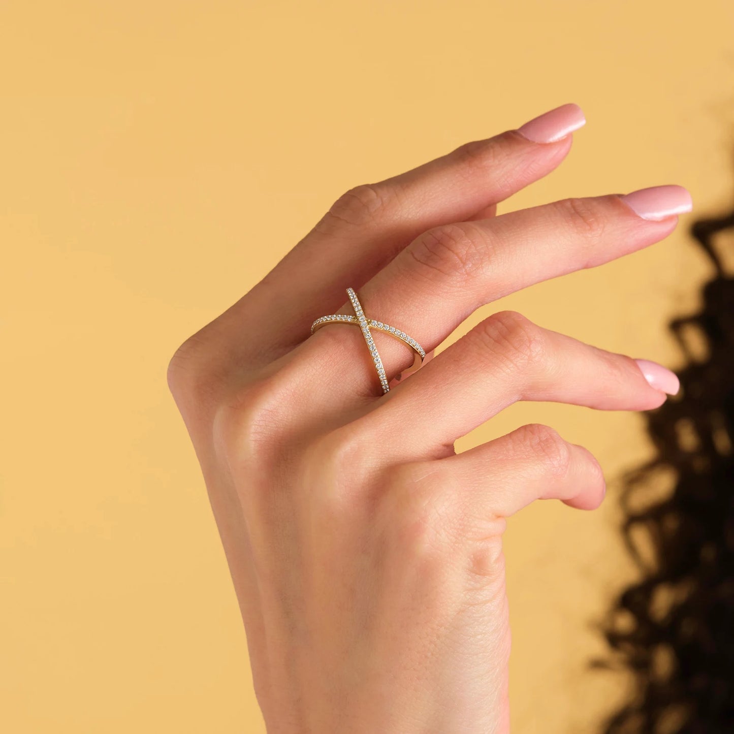 Pave Criss Cross X Band Ring