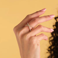 Pave Criss Cross X Band Ring
