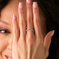 Pave Criss Cross X Band Ring