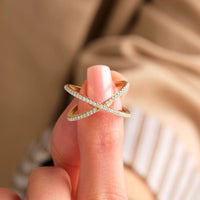 Pave Criss Cross X Band Ring