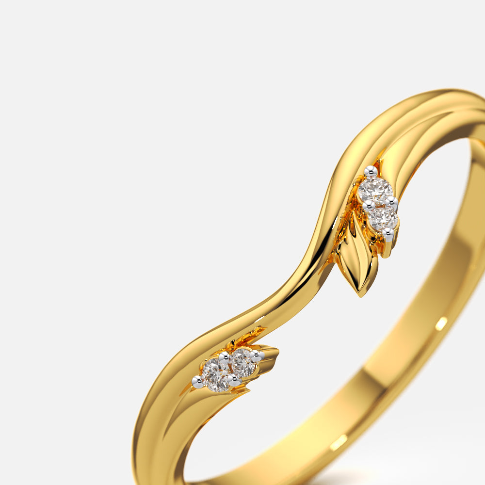 Curved Wave Leaf Ring