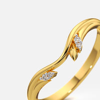 Curved Leaf Wishbone Ring