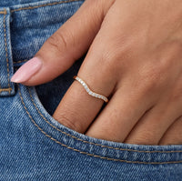 Curved Wishbone Pavé Stacking Ring