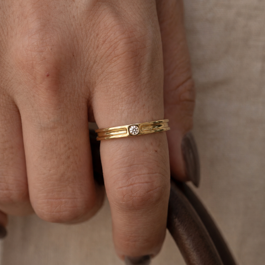 Sunshine Engraved Solitaire Band