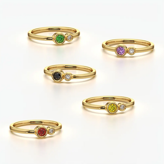 Dainty Dual Bezel Round Toi Et Moi Ring