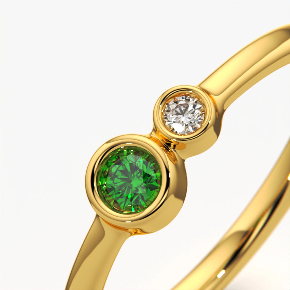 Bezel-Set Dual Round Stone Ring