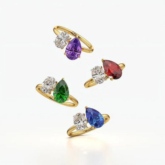 Pear and Oval Toi Et Moi Ring