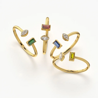Coloured Baguette & White Marquise Toi et Moi Open Ring