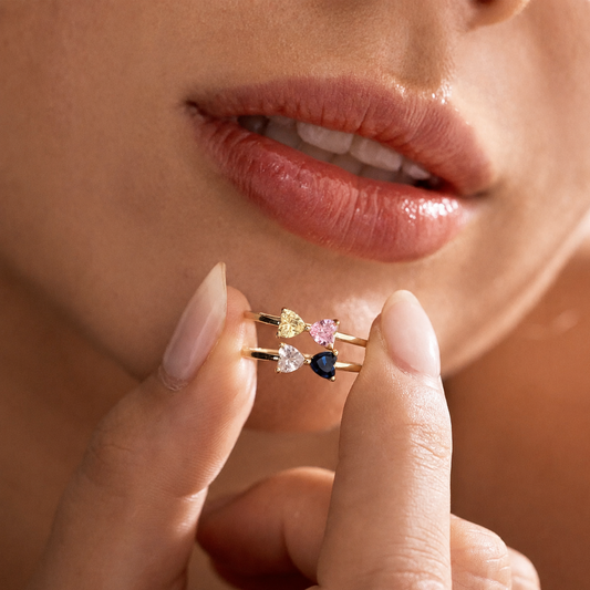 Heart and Pear Toi et Moi Necklace and Ring Set
