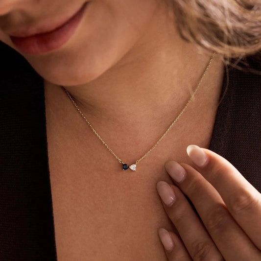 Heart and Pear Toi et Moi Necklace and Ring Set