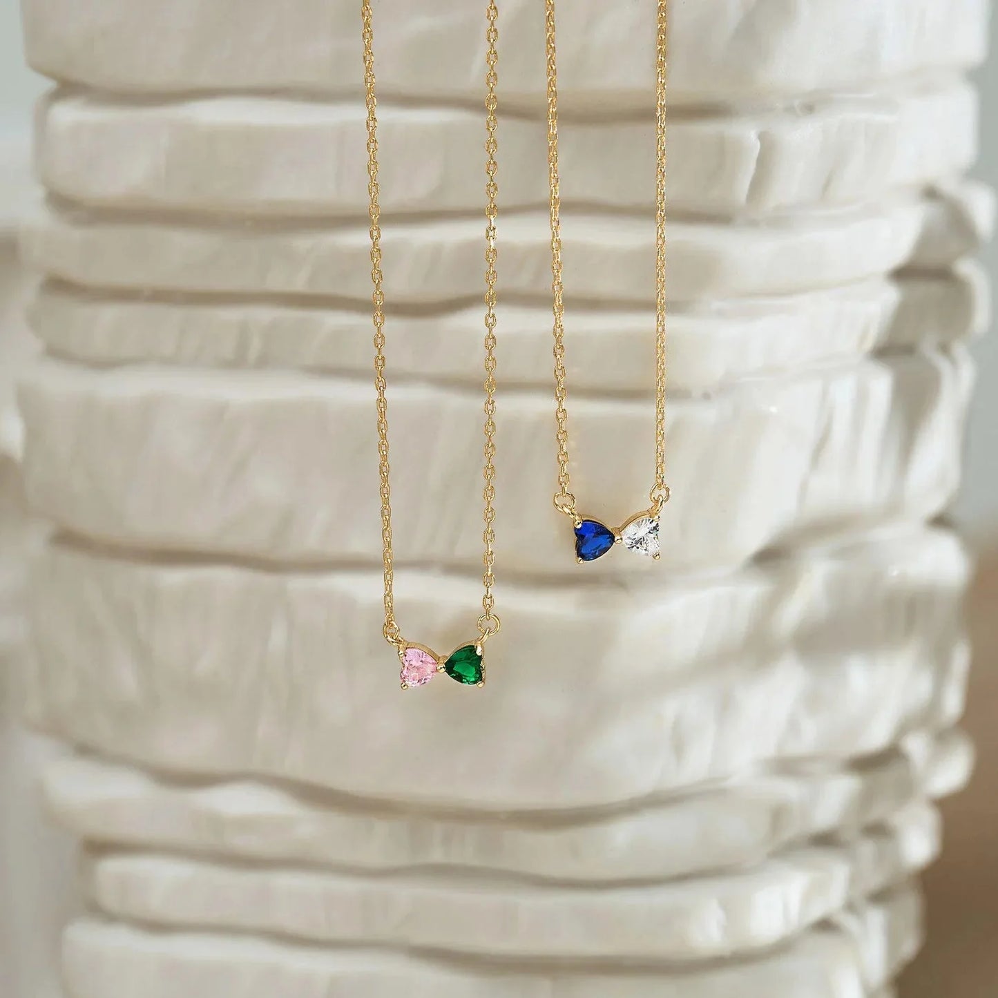 Heart and Pear Toi et Moi Necklace and Ring Set