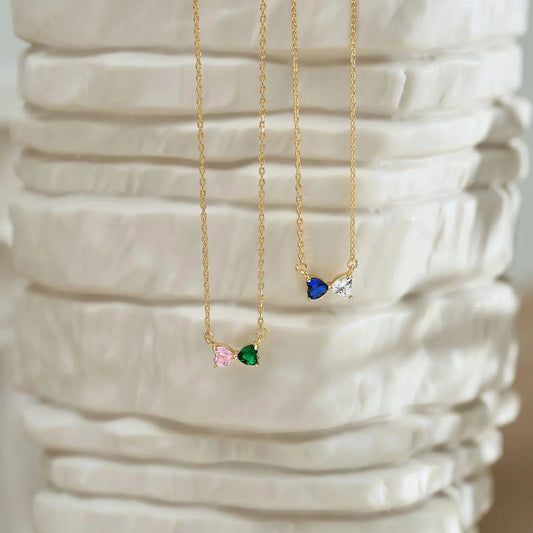 Heart and Pear Toi et Moi Necklace and Ring Set