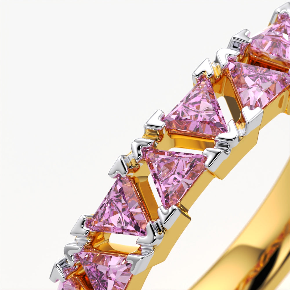 Pink Triangle Cut Diamond Band
