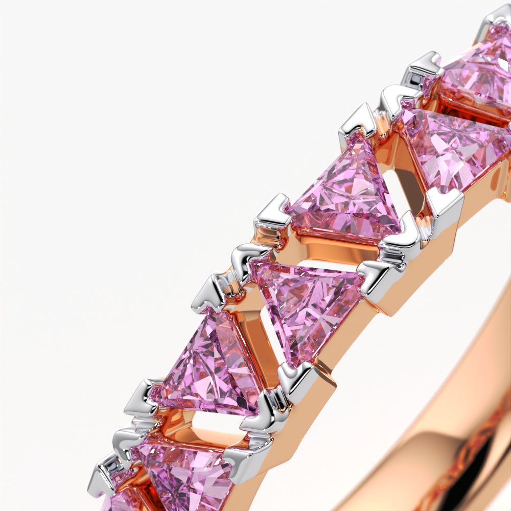 Pink Triangle Cut Diamond Band