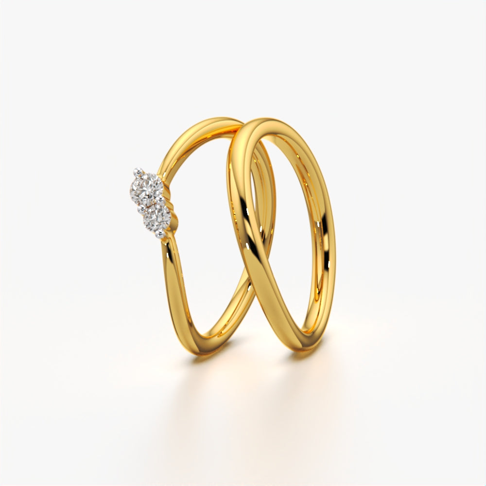 Minimal Duo Stone & Plain Band Set