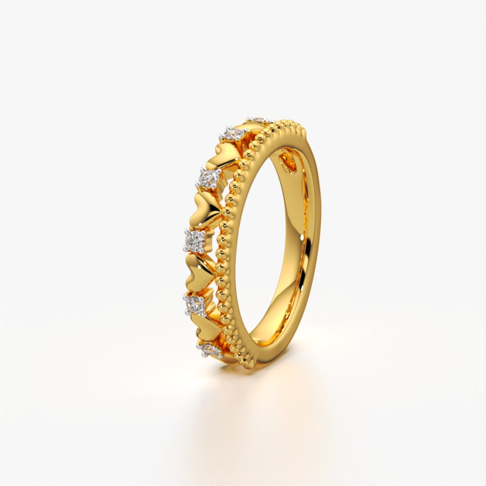 Heart & Crystal Beaded Band