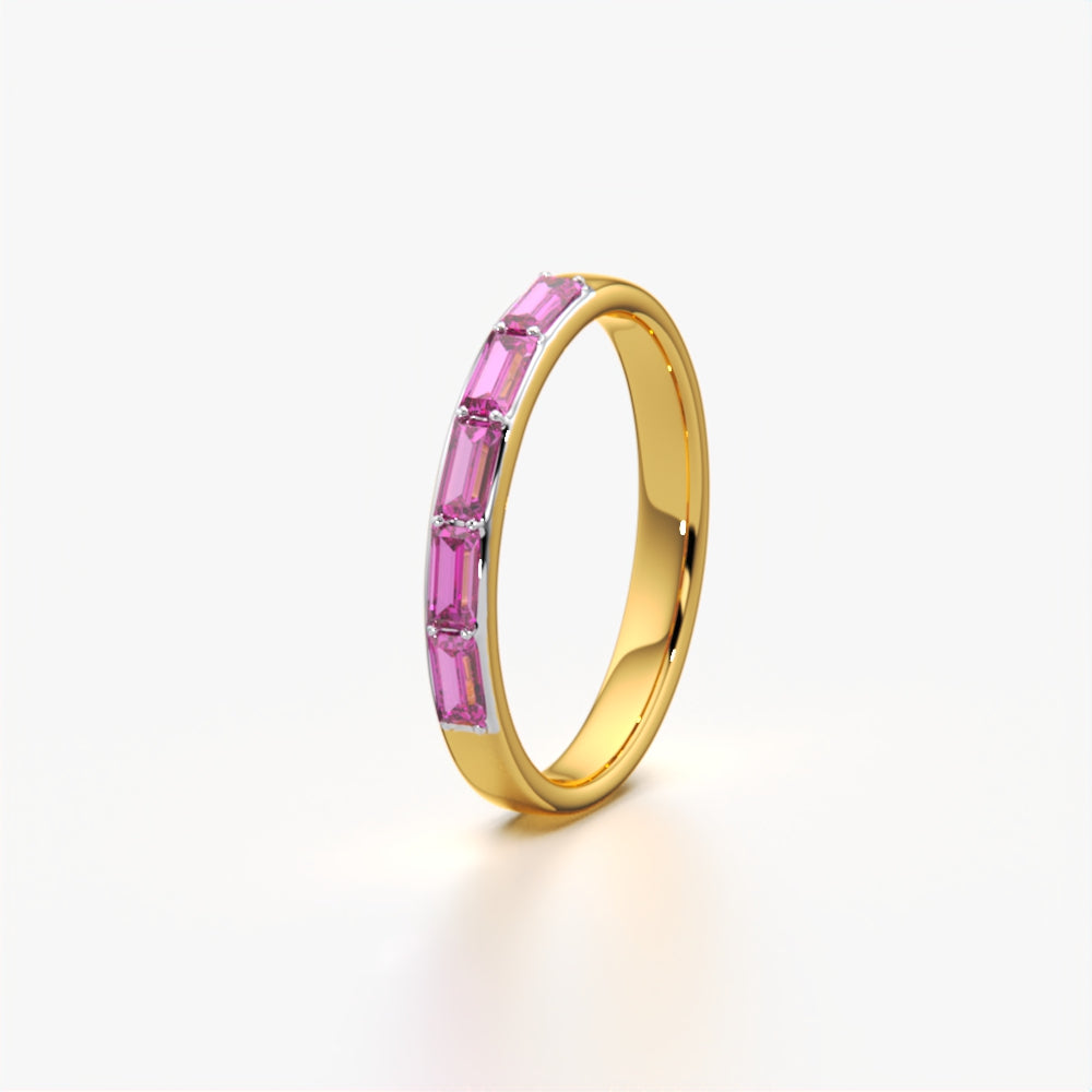 Baguette Pink Half Eternity Ring